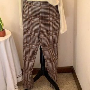 Zac & Rachel Houndstooth Trousers with flecks of gold. Sz XL.